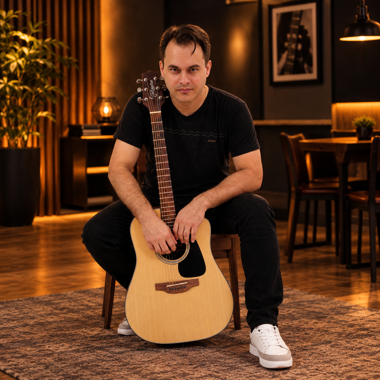 Retrato de Jeterson Lordano com seu violão